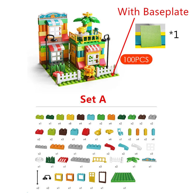100pc A with plate Color Marble Run Building Blocks Set With Spiral Tracks