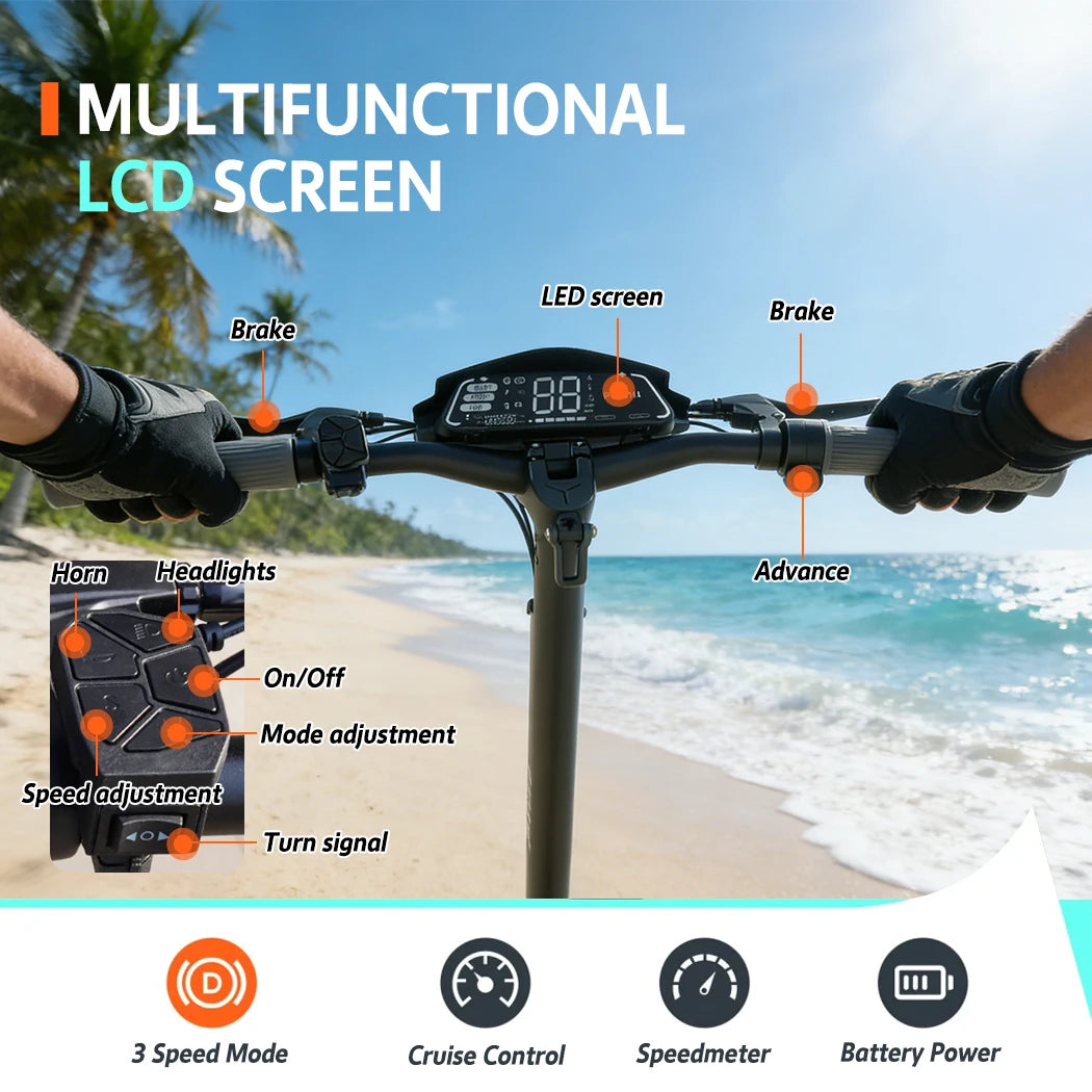 2000W Off-Road Electric Scooter 65 km/h With LCD Display