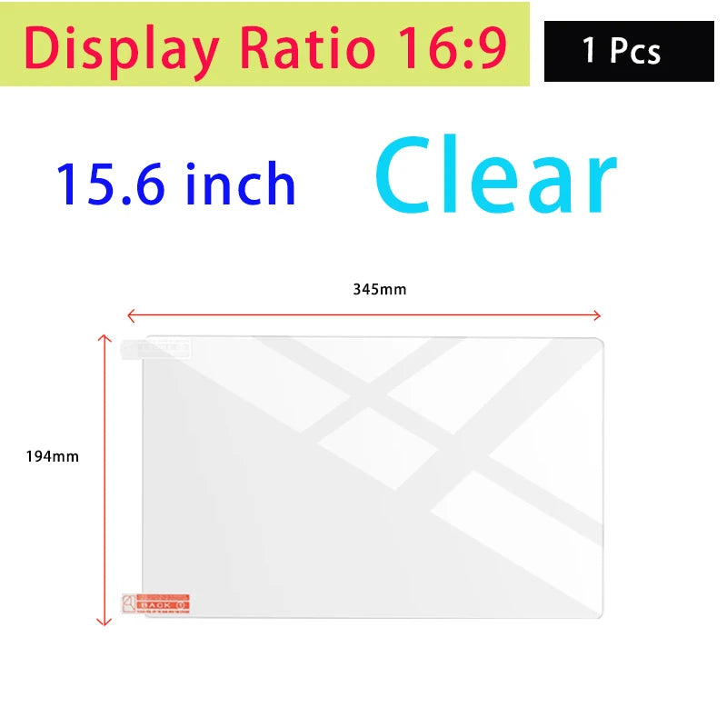 15 Clear 345x194mm Color 15.6 Inch Laptop Screen Protector Film 16:9 Anti-Scratch