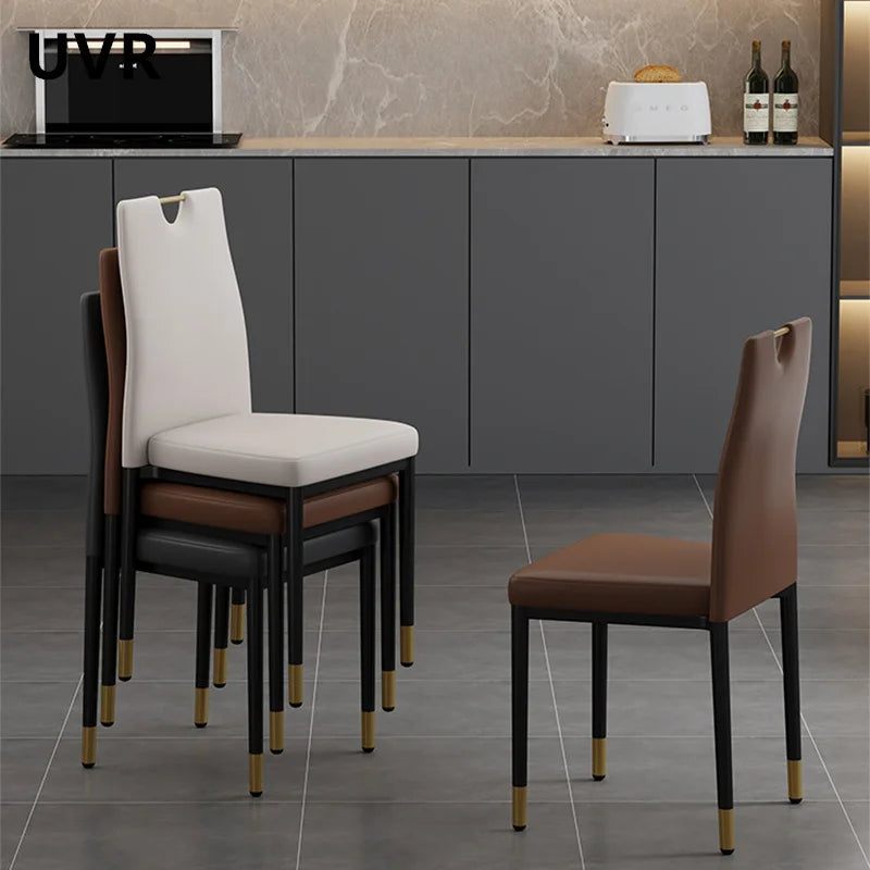 Scandinavian Faux Leather Dining Chair Set with Metal Legs