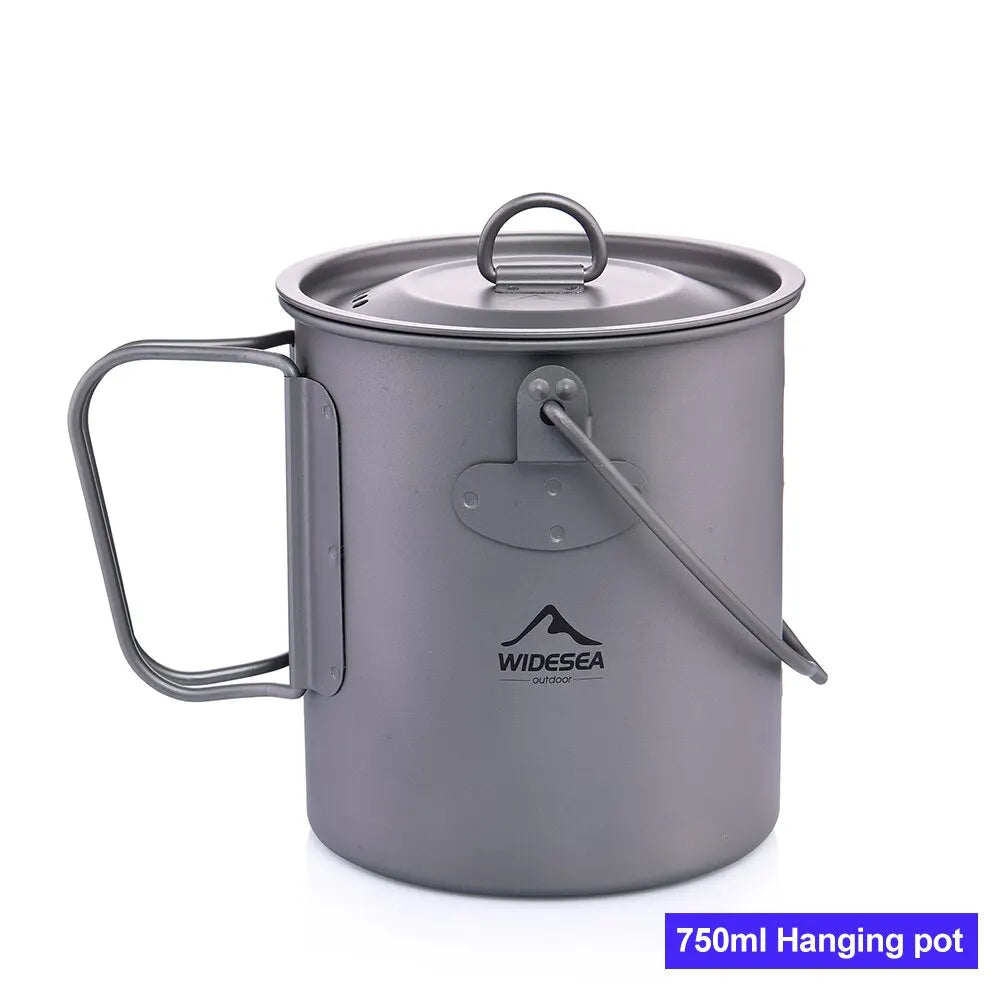 750ML Titanium pot Color Titanium Camping Cookware Set – Ultralight Outdoor Pot