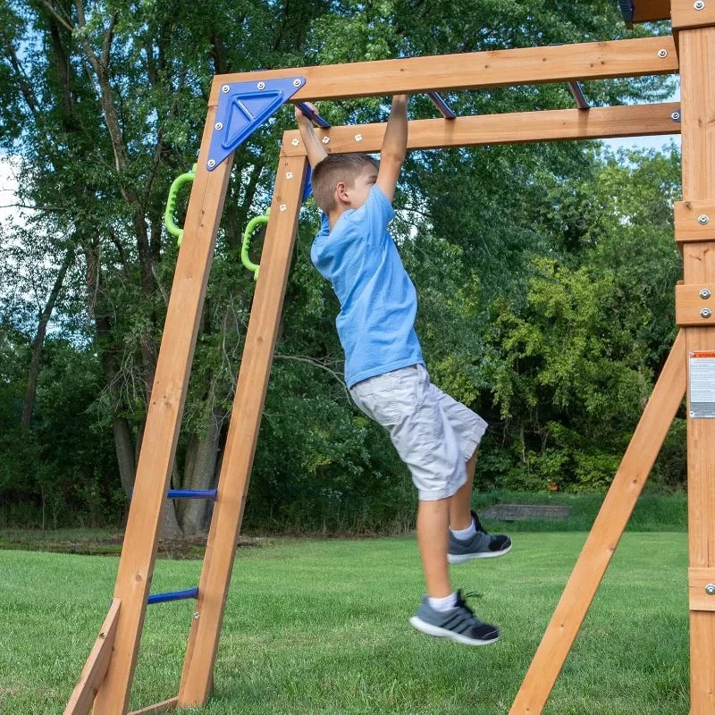 Backyard Plastic Swing Set With Slide And Monkey Bars
