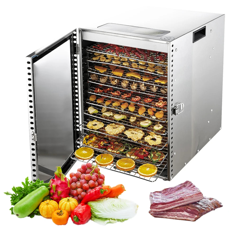 12-Layer Stainless Steel Food Dehydrator With Timer