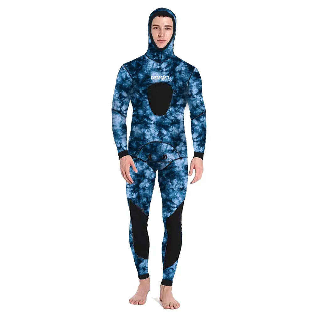 Men’s 3mm Camouflage Wetsuit Set – Two-Piece Hooded Suit