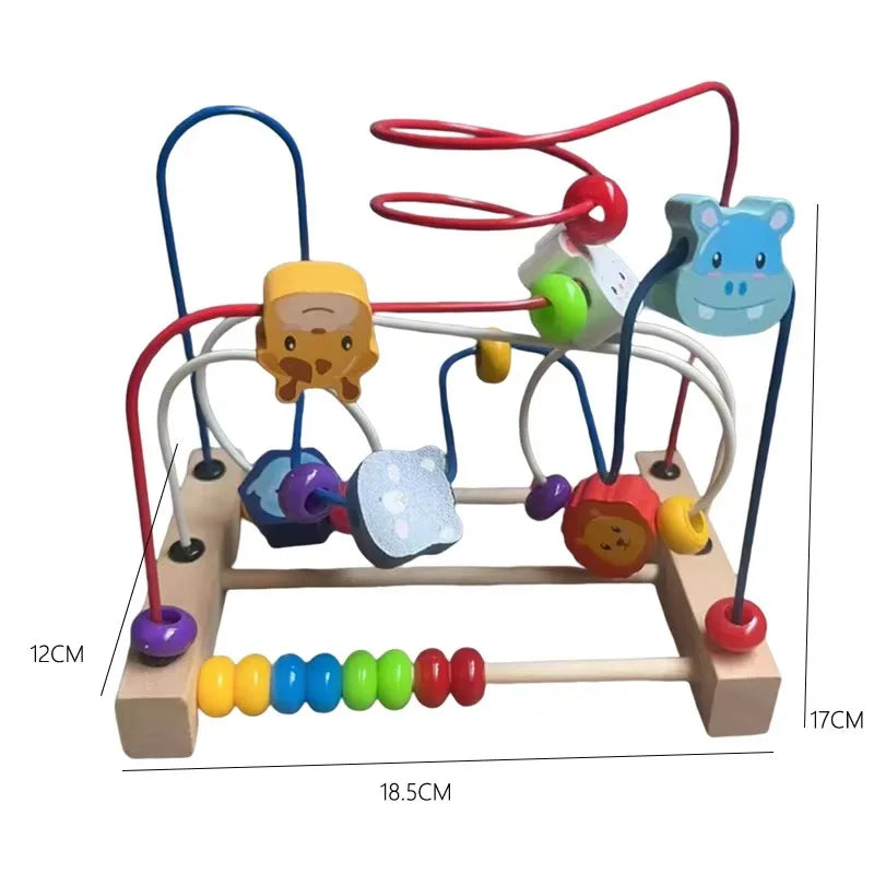 NB155C6 Color Wooden Bead Maze Roller Coaster Toy for Kids