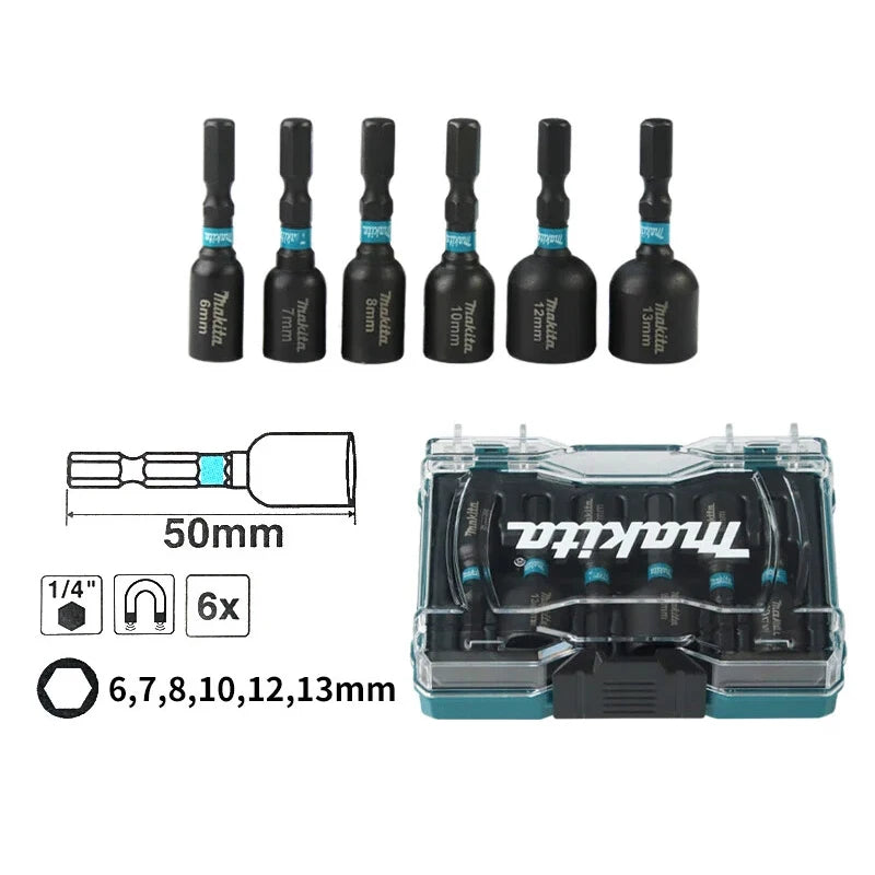 Magnetic Impact Nut Driver Bit Set With Case, 6-Piece
