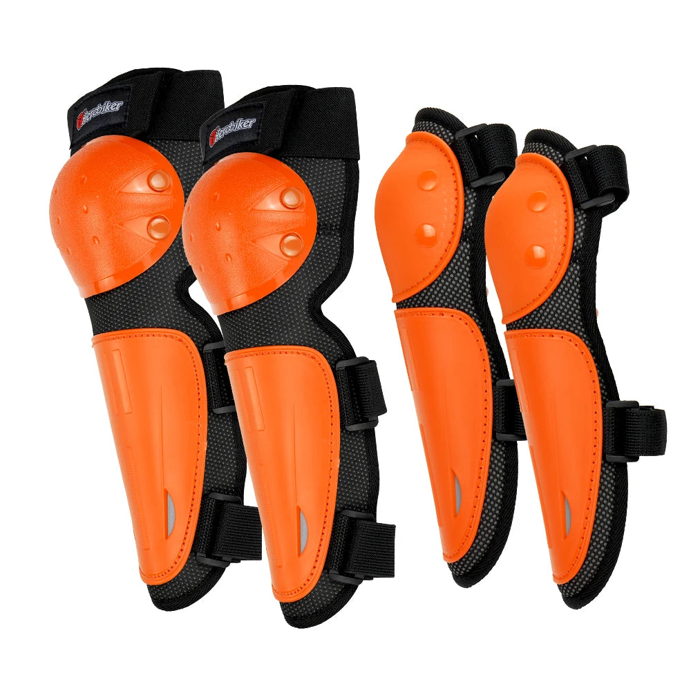 Ke-Ew ps Orange Color Kids Motorcycle Body Armor Set With Elbow And Knee Pads