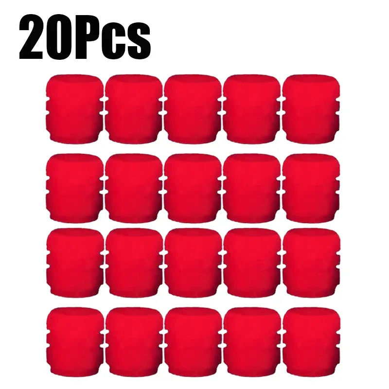 Red 20pcs Color Luminous Tire Valve Caps For Car & Bike Wheels