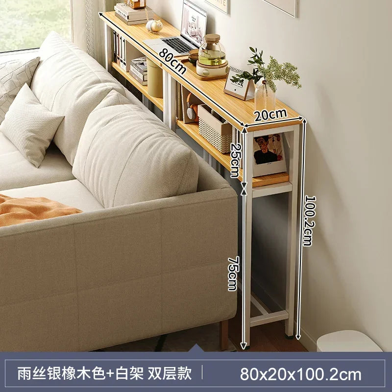 Model8 Color Slim Behind-Sofa Console Table With Wood Top