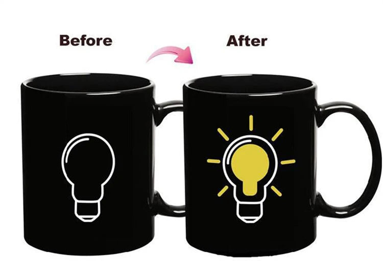 E Color Heat Reactive Battery Magic Mug Ceramic Coffee Cup