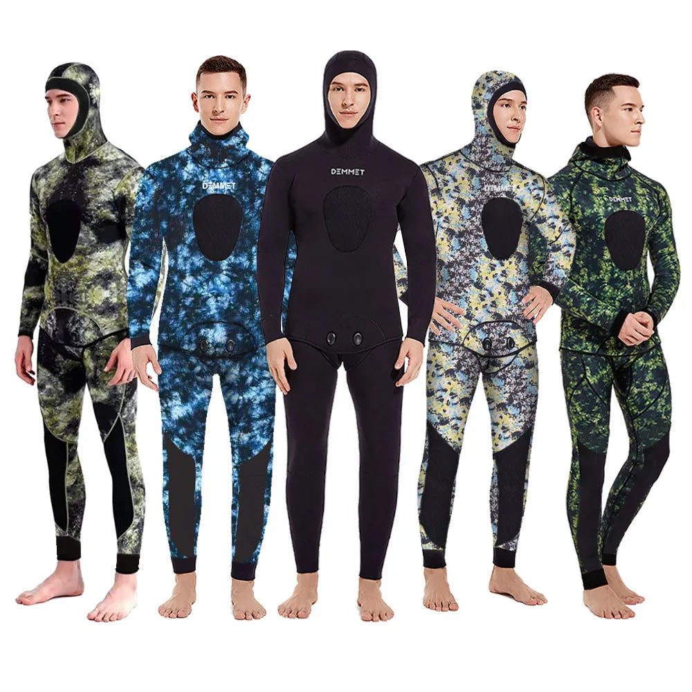 Men’s 3mm Camouflage Wetsuit Set – Two-Piece Hooded Suit