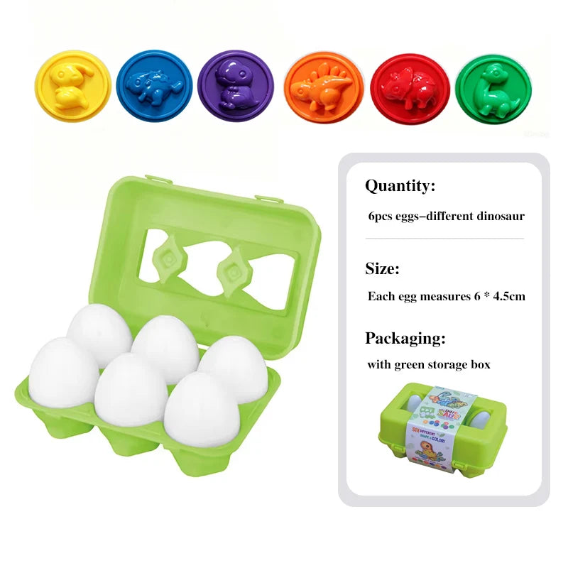 6 dinosaur with box Color Montessori Egg Shape Matching Puzzle Toy for Toddlers