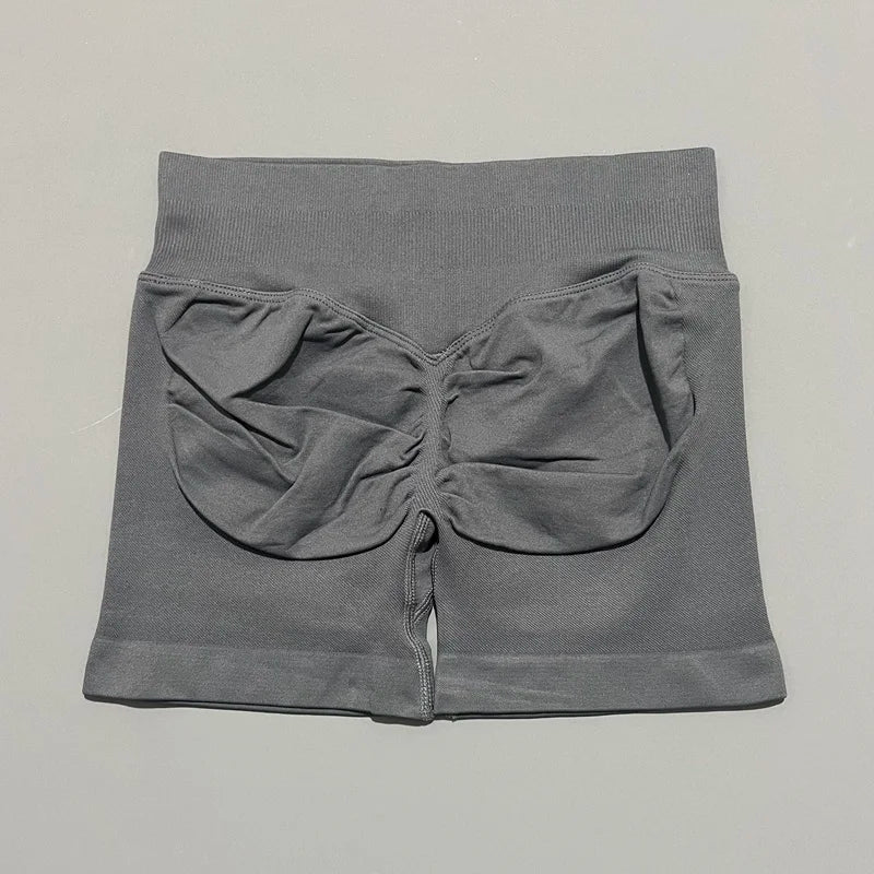 Shark Gray Color Women’s Seamless Scrunch Butt Yoga Gym Shorts