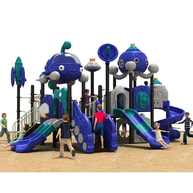 Outdoor Kids Playground Set with Slides and Monkey Bars