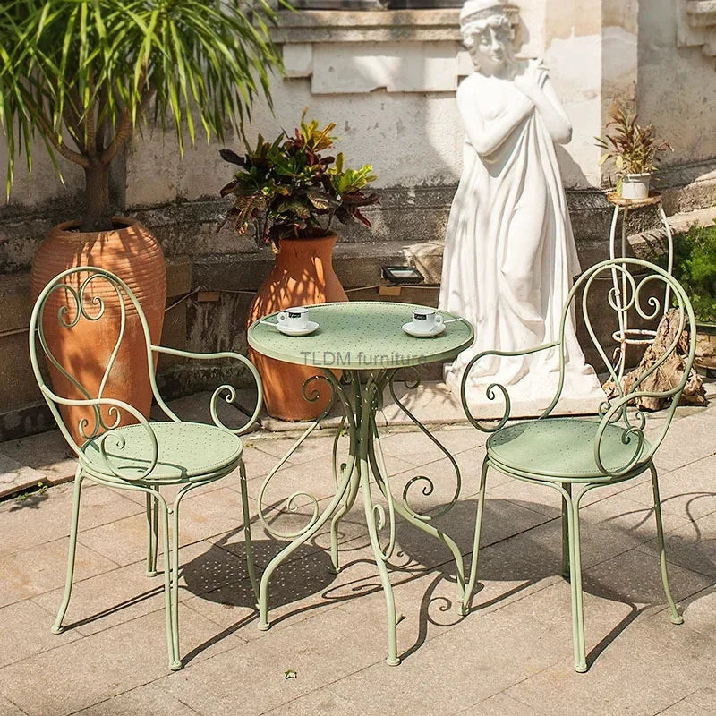 Metal Garden Bistro Table And Chair Set For Outdoors