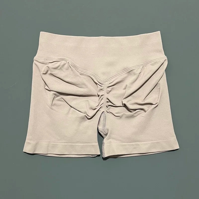 Mocha Color Women’s Seamless Scrunch Butt Yoga Gym Shorts