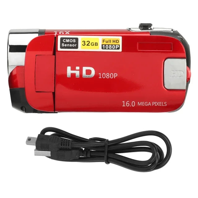 Red Color 1080P HD Digital Camera With 2.4" Rotating Screen