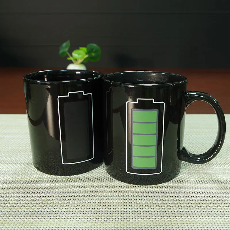 Heat Reactive Battery Magic Mug Ceramic Coffee Cup