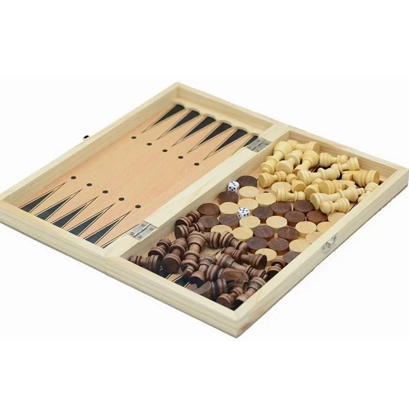 3-in-1 Travel Board Game Set With Chess, Checkers & Dice