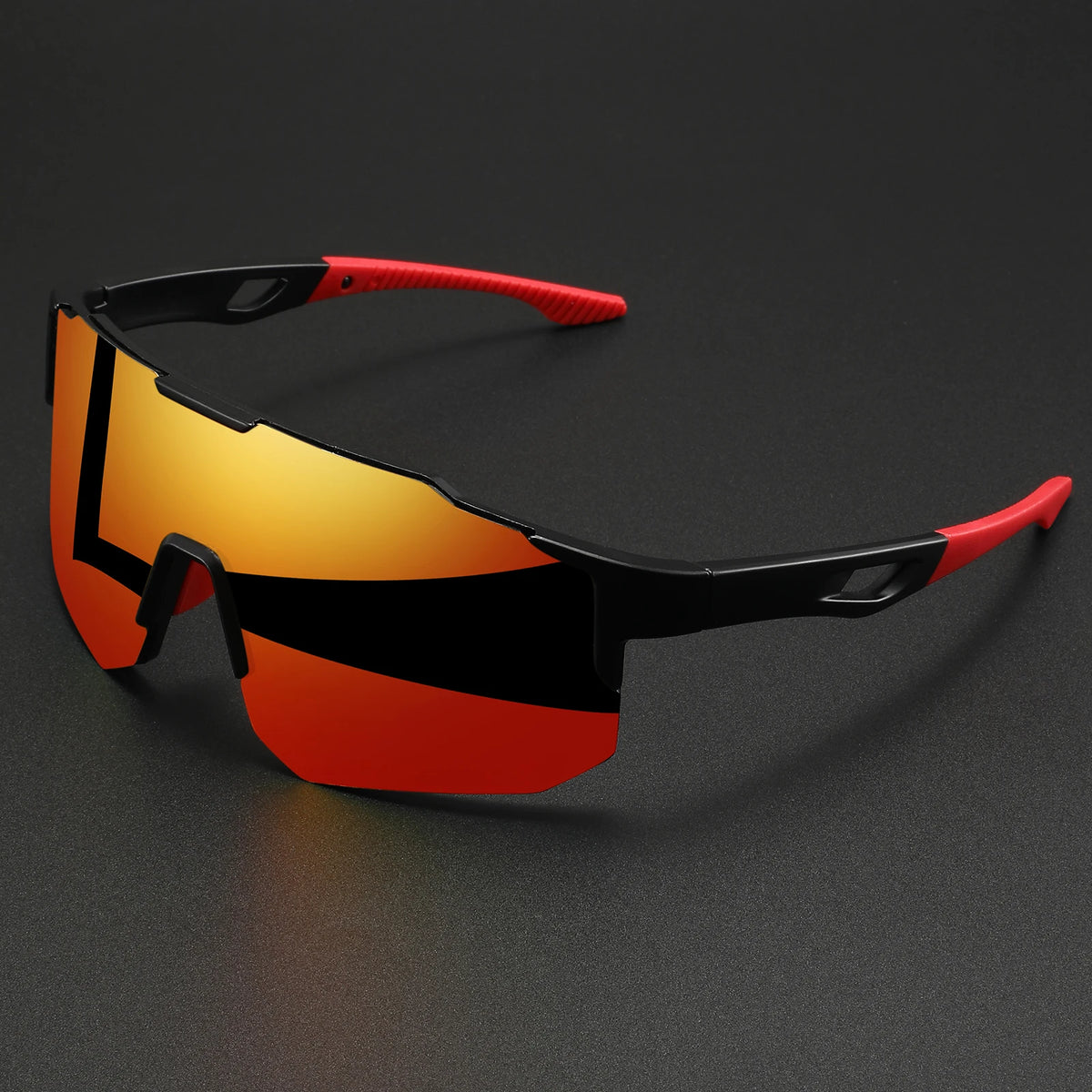 C2-red mirror Color Name Oversized Wraparound Sports Sunglasses With UV400 Shield