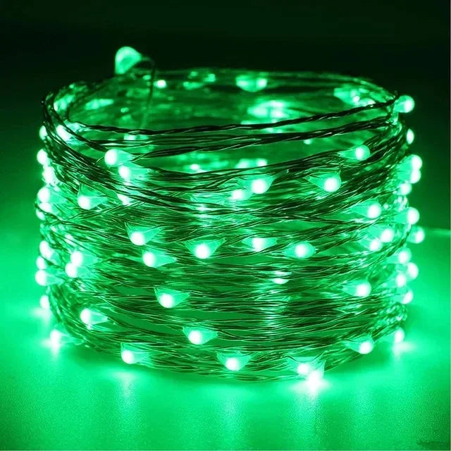 Green Emitting Color Copper Wire LED Fairy String Lights – Battery Powered Decor