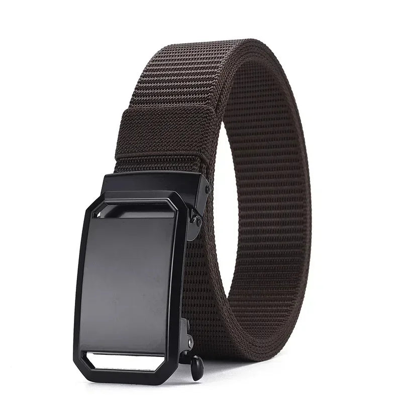 light brown Color Men’s Canvas Tactical Belt With Automatic Buckle