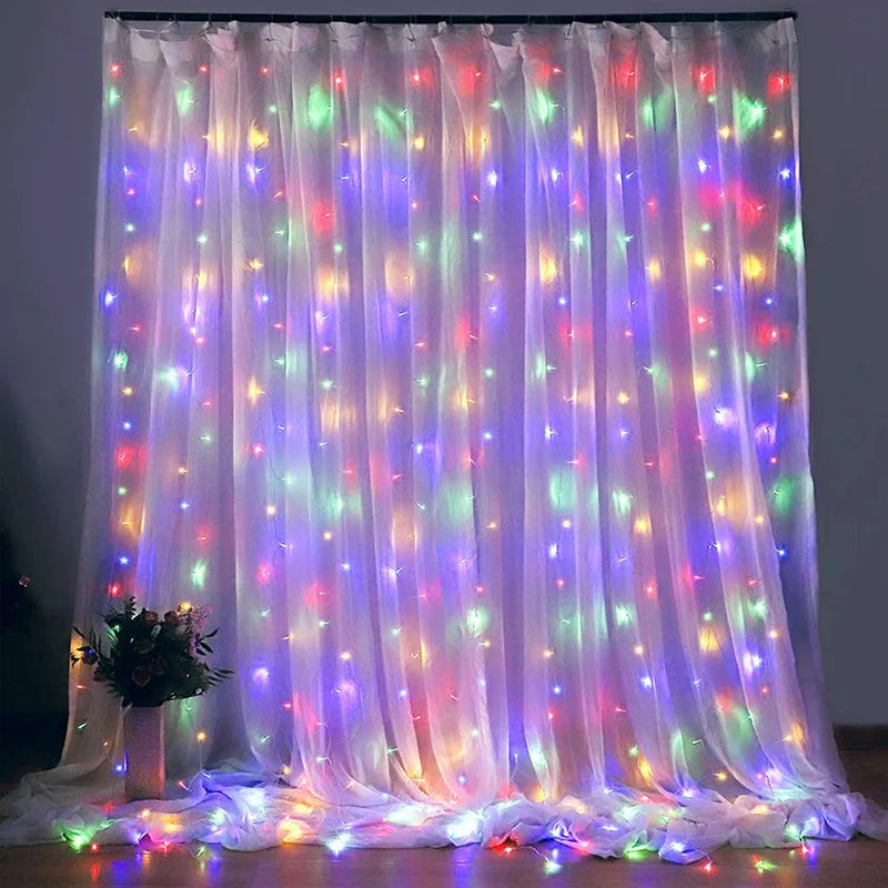 Multicolor lights Emitting Color USB Curtain Fairy String Lights with Remote Control