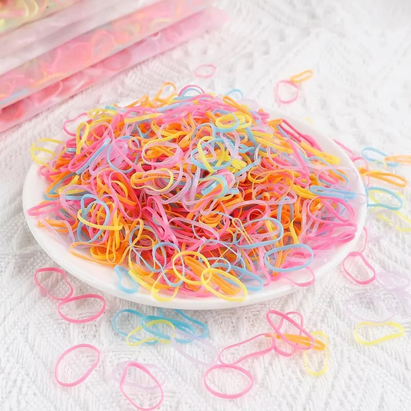 1000-Piece Colorful Disposable Hair Elastics For Kids
