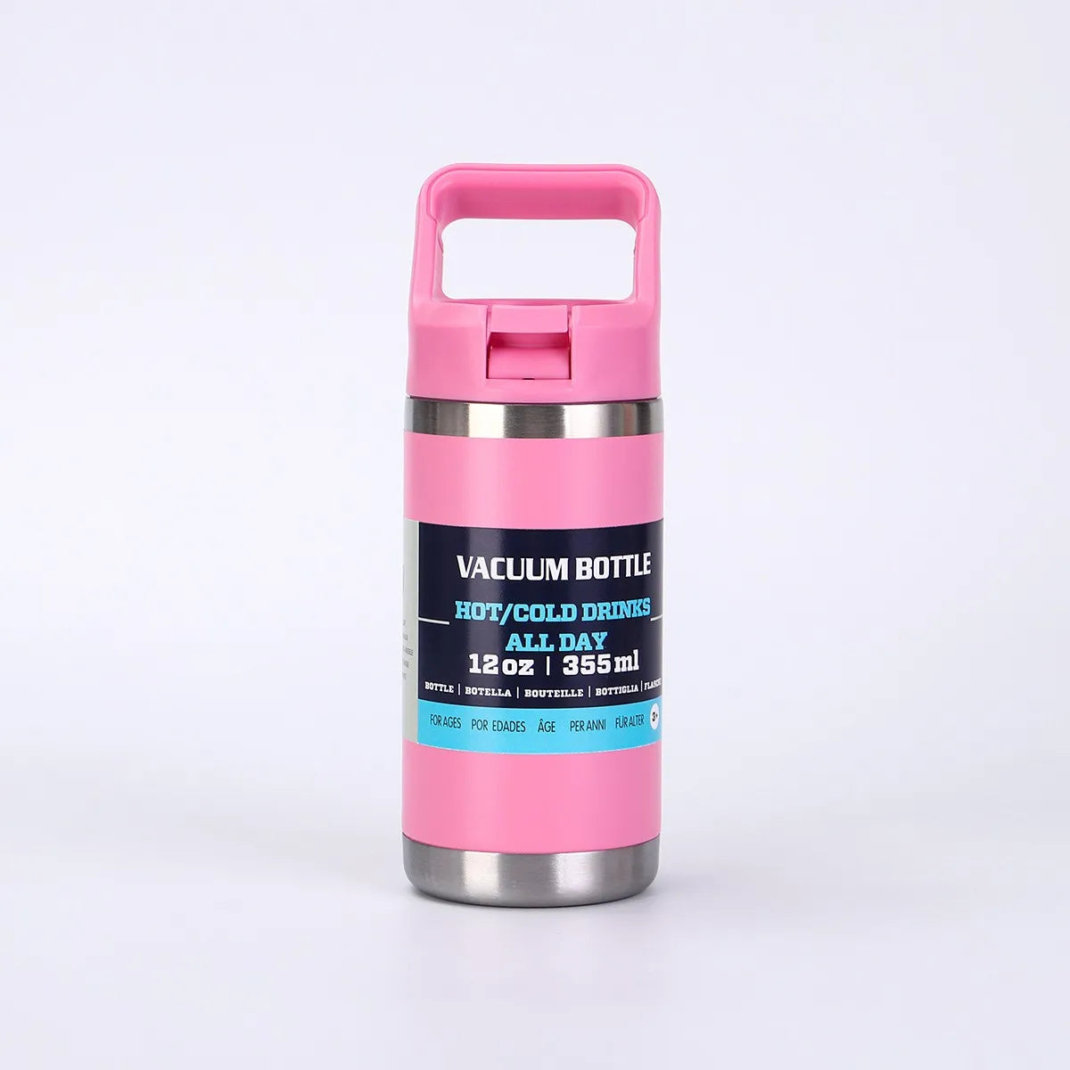 Pink Color 12 oz Insulated Tumbler With Handle And Straw Lid