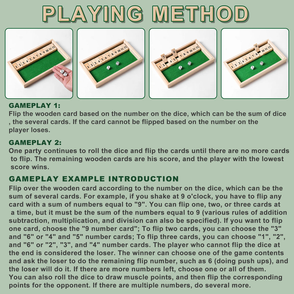 Wooden Shut The Box Dice Game – 2-Player Math Fun