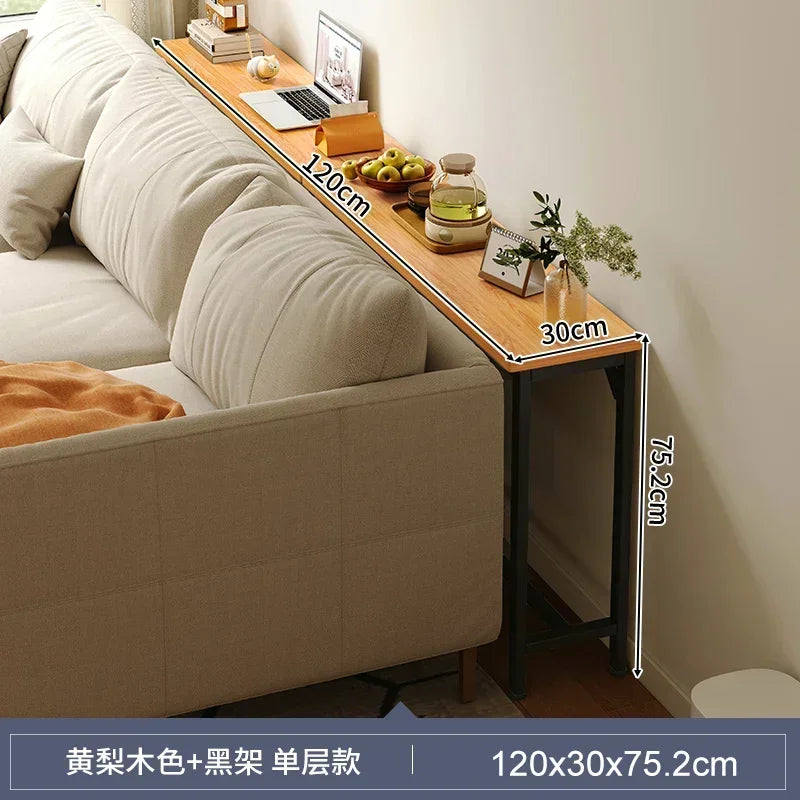 Model13 Color Slim Behind-Sofa Console Table With Wood Top