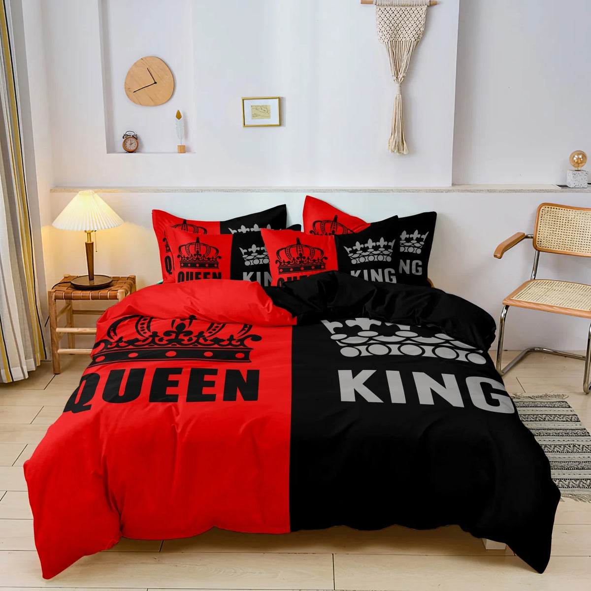 King And Queen Printed Bedding Set 3-Piece Polyester