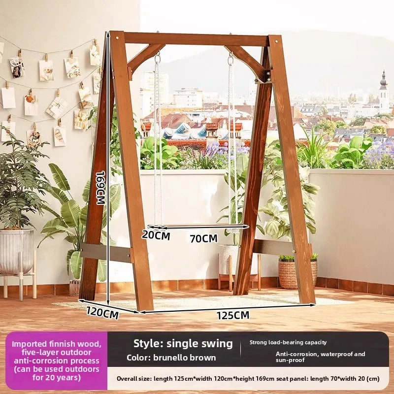 . Single - Bruno Bro Color Outdoor Wooden Hanging Swing Chair For Garden Patio