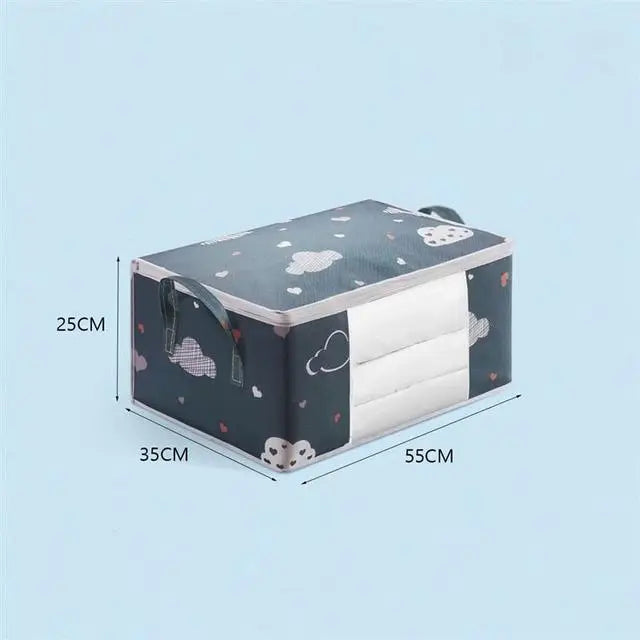 Medium Blue Color Large Capacity Clothes Storage Bag With Zipper