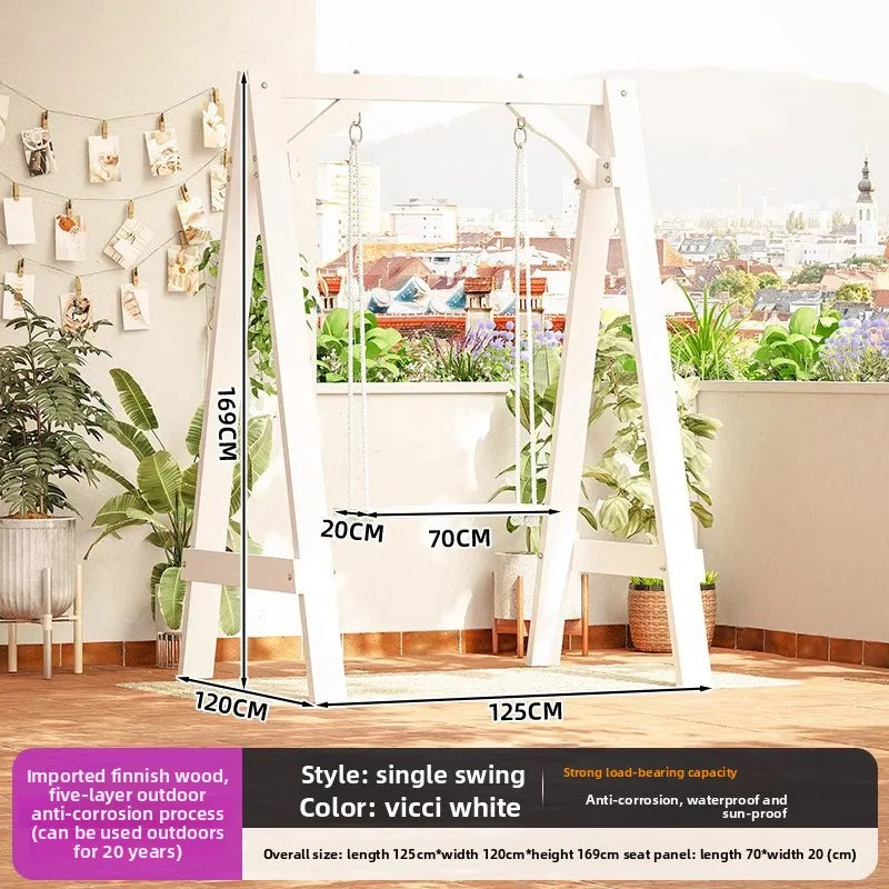 Single - Victory Whi Color Outdoor Wooden Hanging Swing Chair For Garden Patio