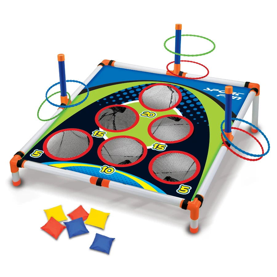 YF541C Color Portable Cornhole Ring Toss Game Set For Kids & Adults