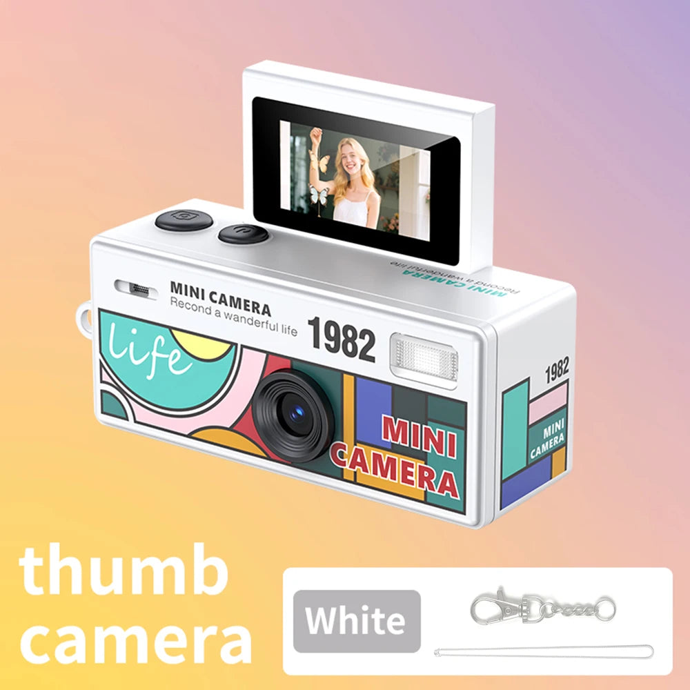 LK030 White Color Mini Thumb Keychain Camera 0.96" Screen 1080P CCD