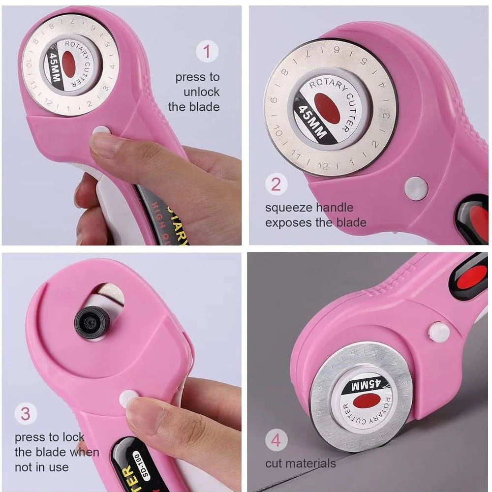 45mm Rotary Fabric Cutter Set – Extra Blades & Clips