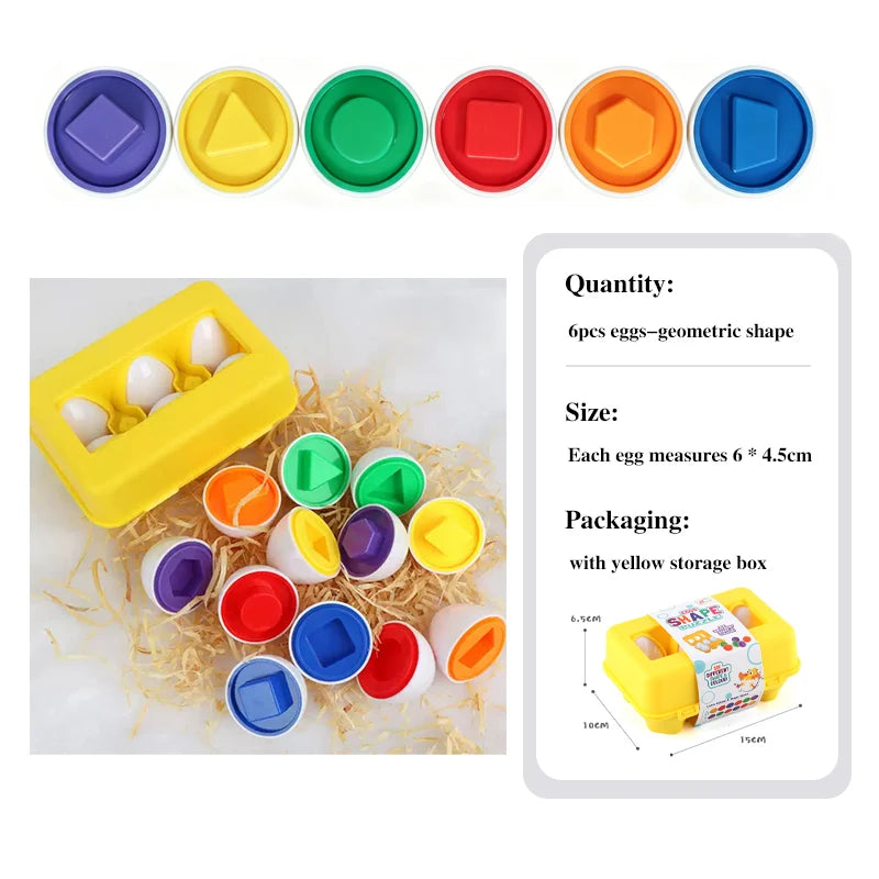 6pcs shape with box Color Montessori Egg Shape Matching Puzzle Toy for Toddlers