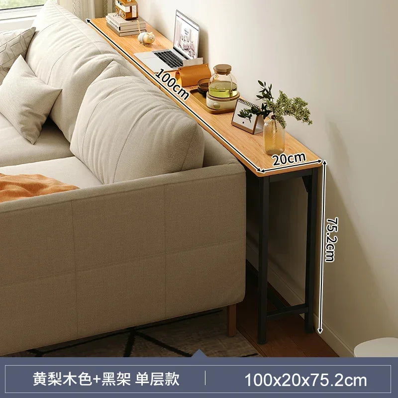 Model3 Color Slim Behind-Sofa Console Table With Wood Top