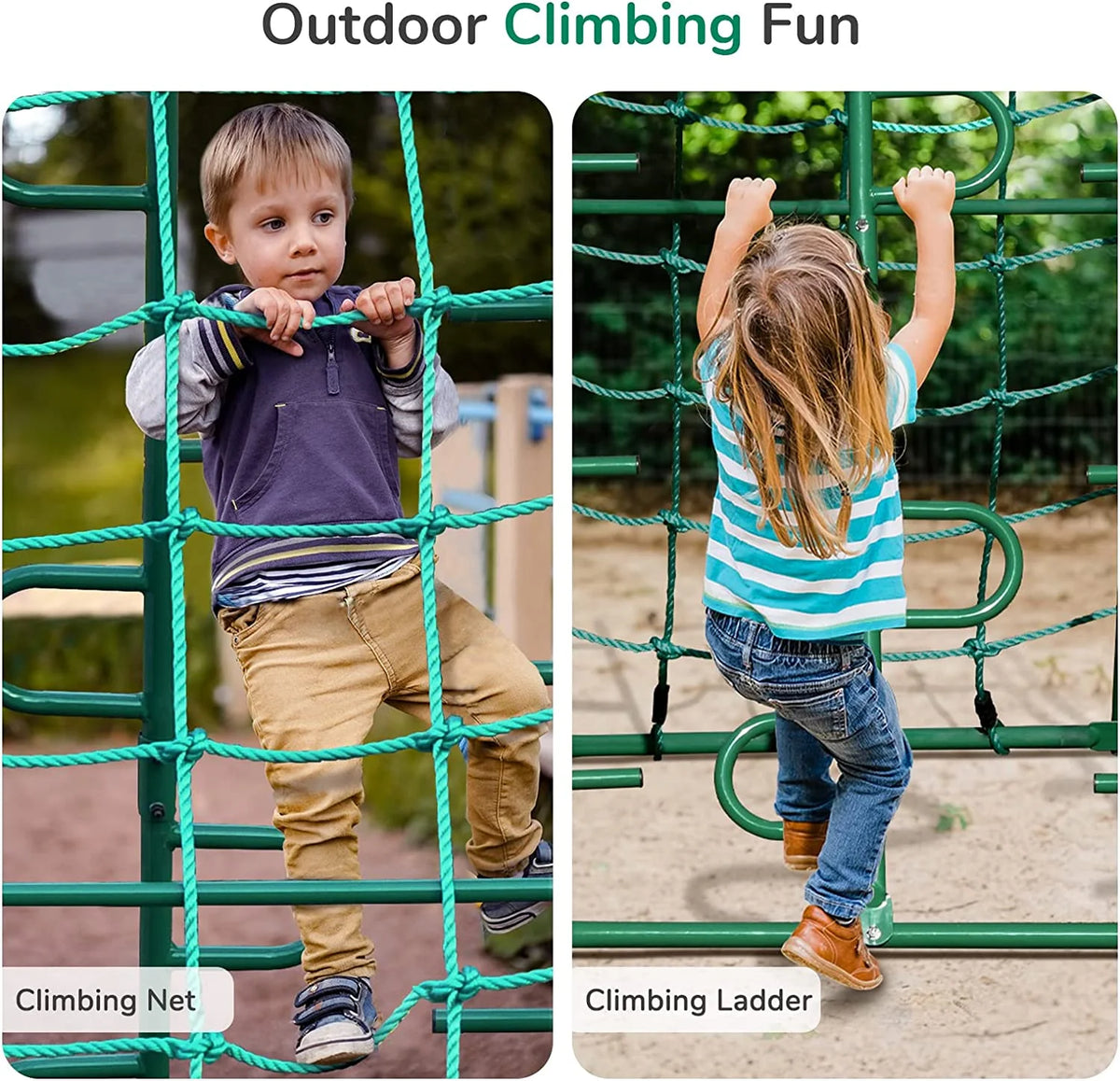 Outdoor Multi-Activity Swing Set With Ladder & Hoop