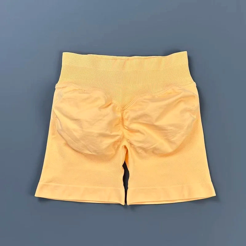 Peach Sorbet Color Women’s Seamless Scrunch Butt Yoga Gym Shorts