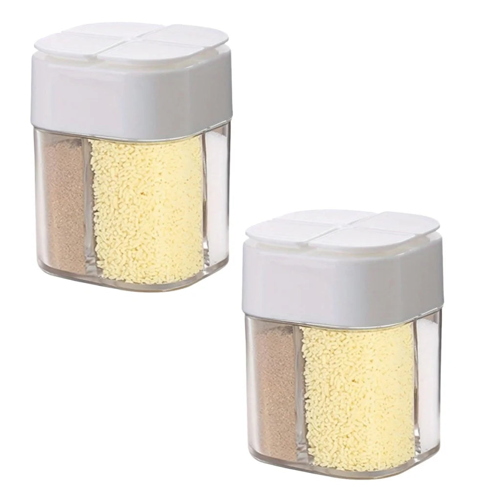 2pcs White Color 4-in-1 Camping Spice Shaker Jar With Divided Compartments