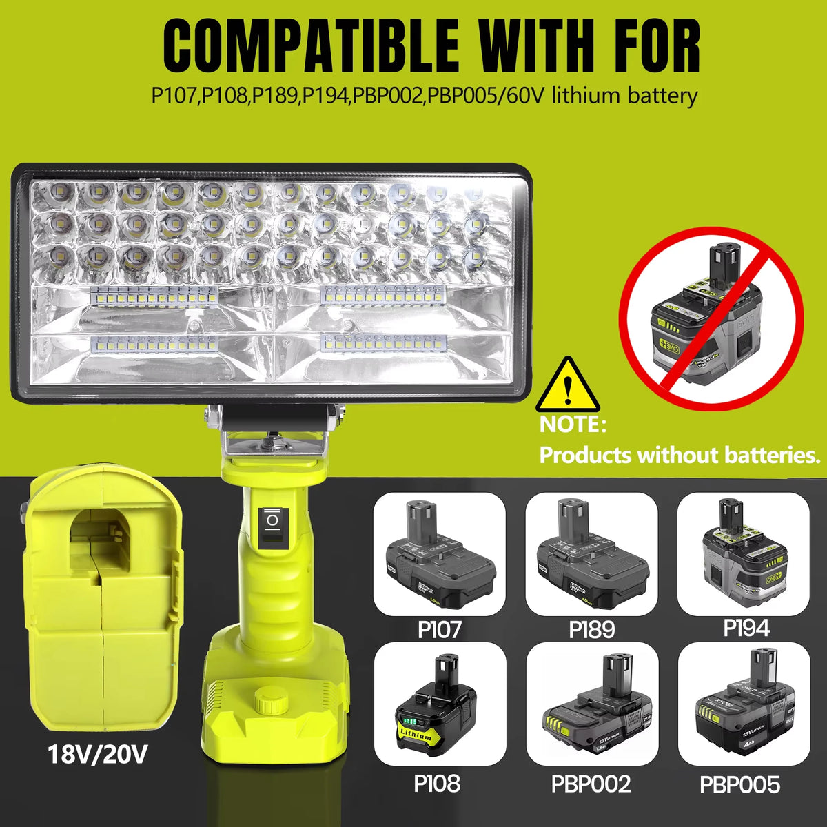 LED Work Light For Ryobi 18V – USB-C Power Bank