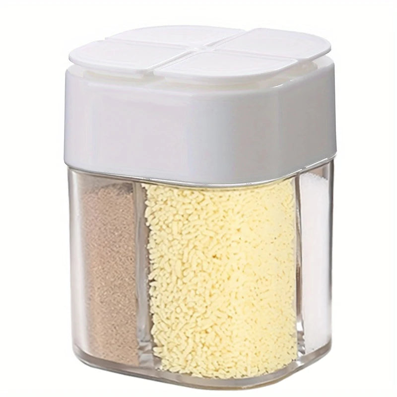 1pc White Color 4-in-1 Camping Spice Shaker Jar With Divided Compartments