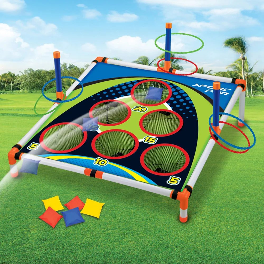 Portable Cornhole Ring Toss Game Set For Kids & Adults