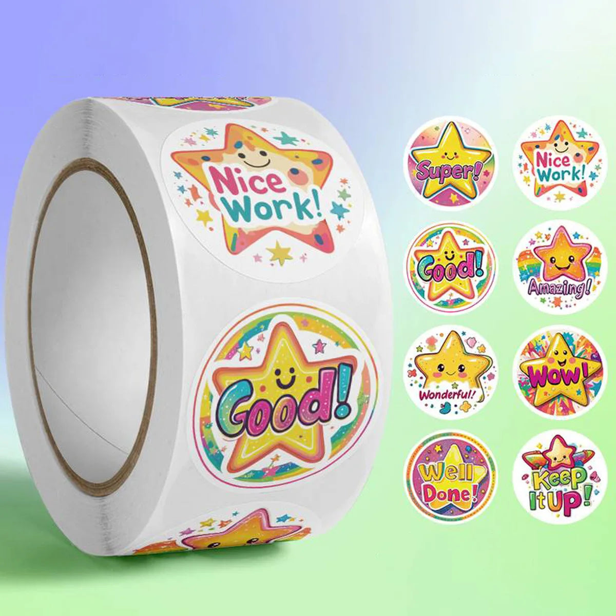 Star Reward Stickers Roll for Kids and Classroom