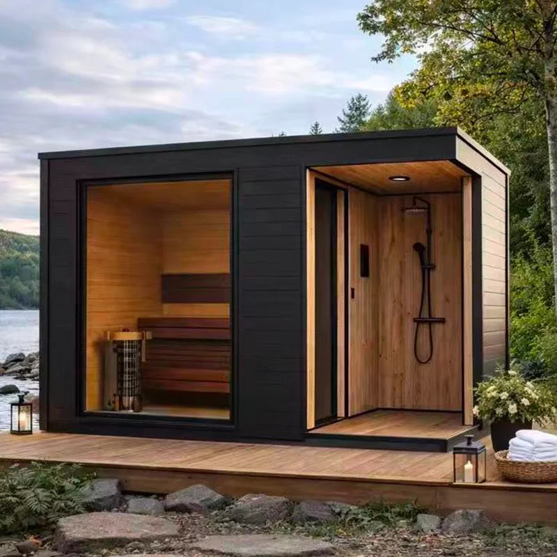 Corner Outdoor Infrared Sauna Cabin – 2–6 Person Design