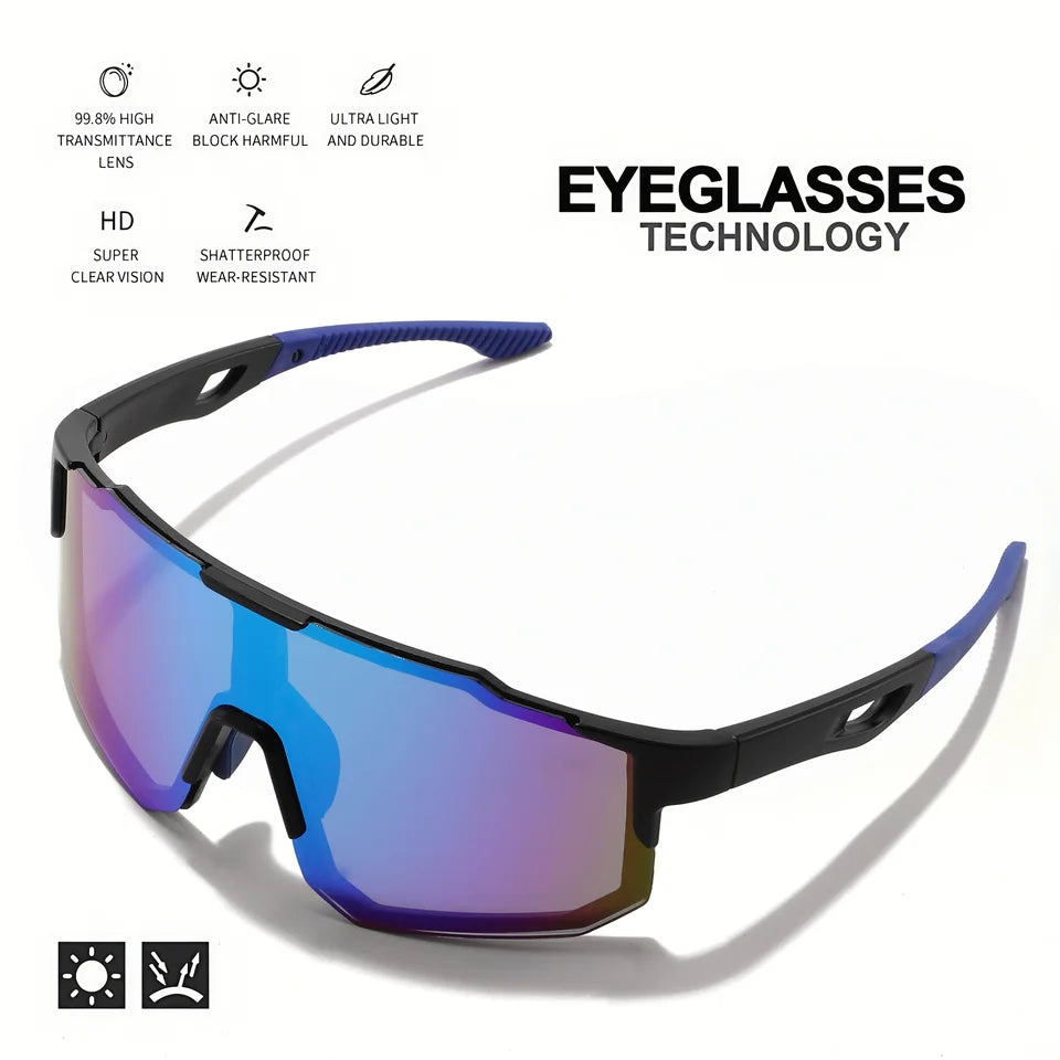 Oversized Wraparound Sports Sunglasses With UV400 Shield