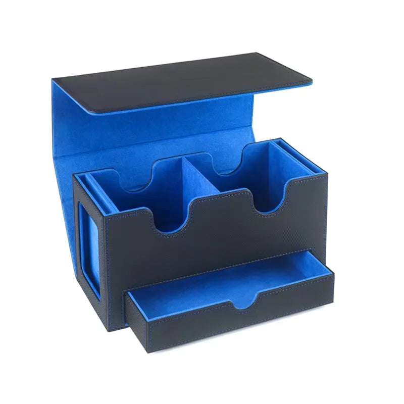 Blue Color Commander Card Deck Box – Triple-Sleeved TCG Storage